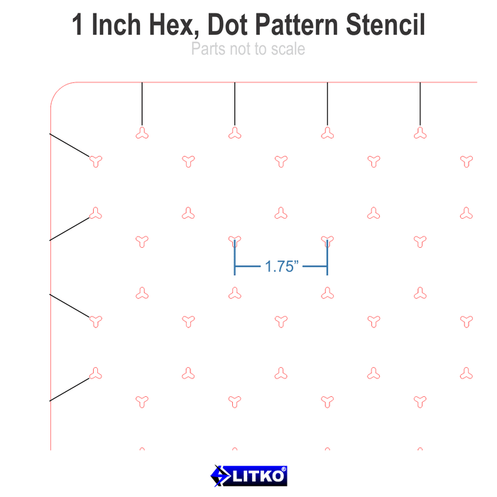 LITKO 1.75-inch Hex Grid Stencil, Star Pattern - LITKO Game Accessories