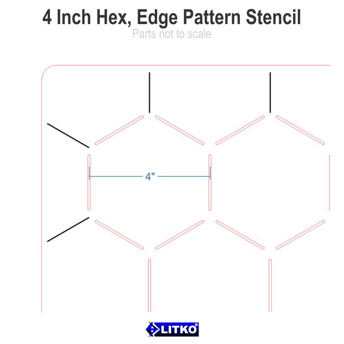 LITKO 4-inch Hex Grid Stencil, Edge Pattern - LITKO Game Accessories