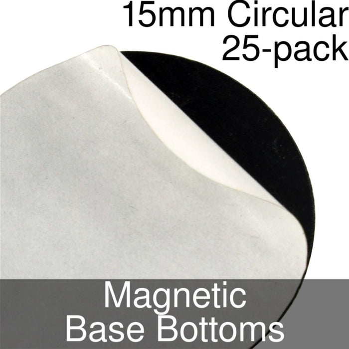 Miniature Base Bottoms, Circular, 15mm, Magnet (25)-Miniature Bases-LITKO Game Accessories