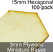 Miniature Bases, Hexagonal, 15mm, 3mm Plywood (100)-Miniature Bases-LITKO Game Accessories