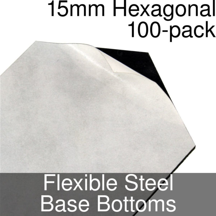 Miniature Base Bottoms, Hexagonal, 15mm, Flexible Steel (100)-Miniature Bases-LITKO Game Accessories
