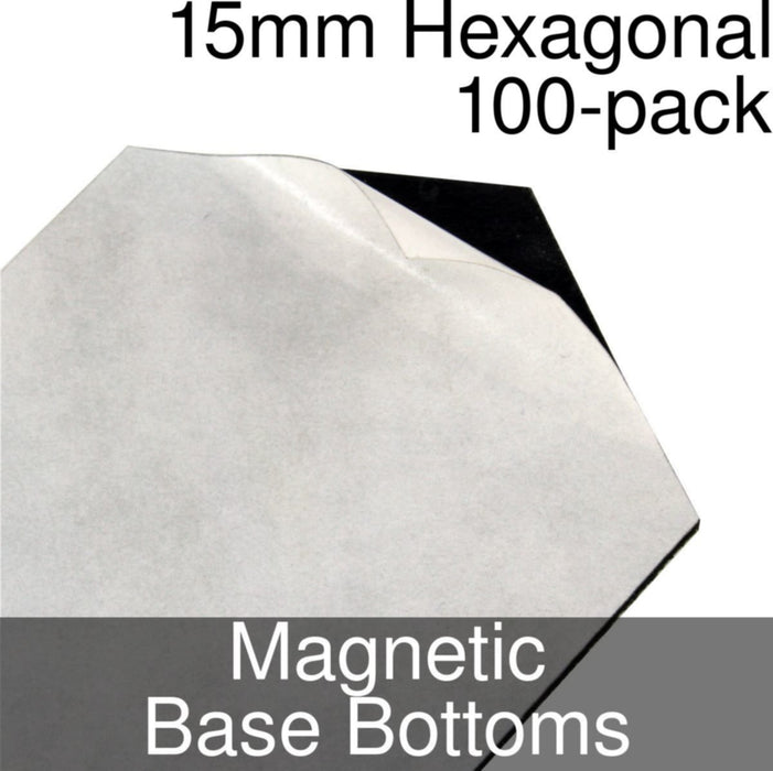 Miniature Base Bottoms, Hexagonal, 15mm, Magnet (100)-Miniature Bases-LITKO Game Accessories