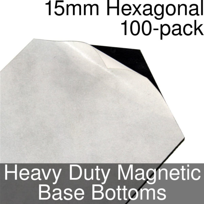 Miniature Base Bottoms, Hexagonal, 15mm, Heavy Duty Magnet (100)-Miniature Bases-LITKO Game Accessories