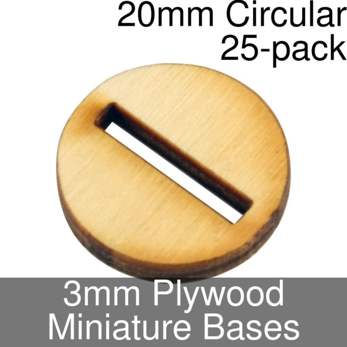 Miniature Bases, Circular, 20mm (Slotted), 3mm Plywood (25) - LITKO Game Accessories
