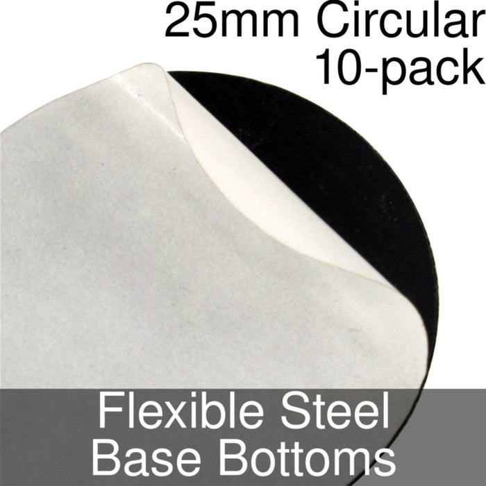 Miniature Base Bottoms, Circular, 25mm, Flexible Steel (10)-Miniature Bases-LITKO Game Accessories