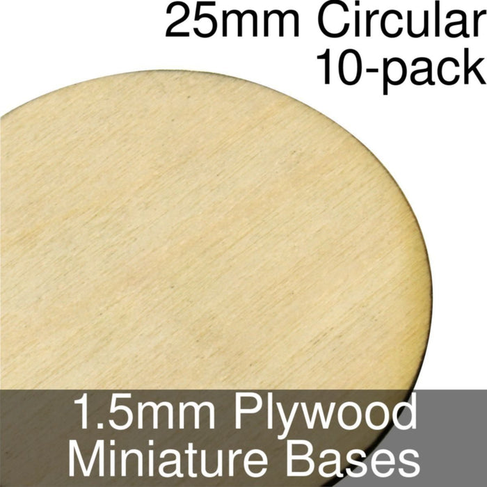 Miniature Bases, Circular, 25mm, 1.5mm Plywood (10)-Miniature Bases-LITKO Game Accessories