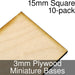 Miniature Bases, Square, 15mm, 3mm Plywood (10)-Miniature Bases-LITKO Game Accessories