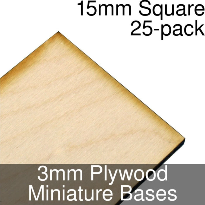 Miniature Bases, Square, 15mm, 3mm Plywood (25)-Miniature Bases-LITKO Game Accessories