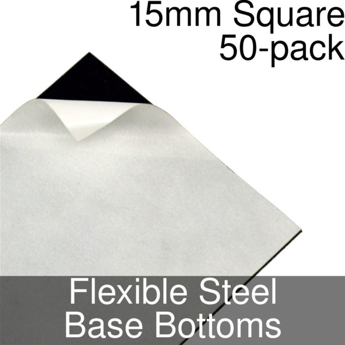 Miniature Base Bottoms, Square, 15mm, Flexible Steel (50)-Miniature Bases-LITKO Game Accessories