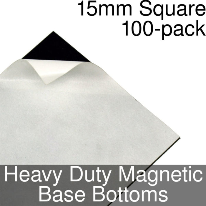 Miniature Base Bottoms, Square, 15mm, Heavy Duty Magnet (100)-Miniature Bases-LITKO Game Accessories