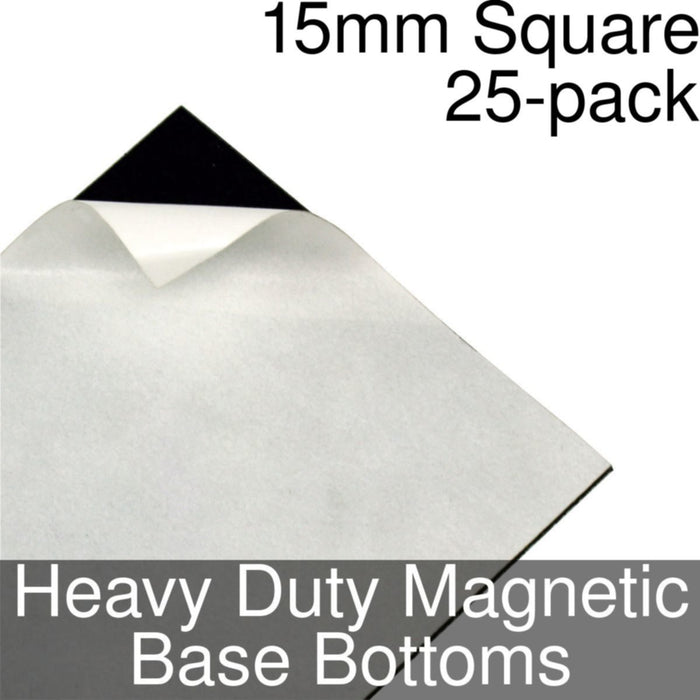 Miniature Base Bottoms, Square, 15mm, Heavy Duty Magnet (25)-Miniature Bases-LITKO Game Accessories