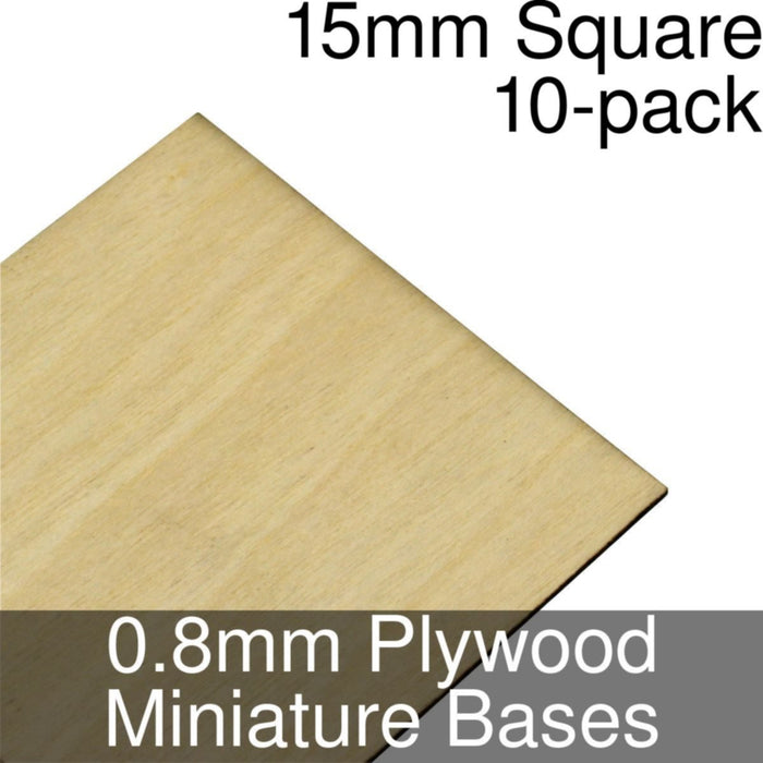 Miniature Bases, Square, 15mm, 0.8mm Plywood (10)-Miniature Bases-LITKO Game Accessories