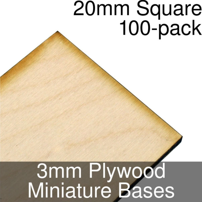 Miniature Bases, Square, 20mm, 3mm Plywood (100)-Miniature Bases-LITKO Game Accessories