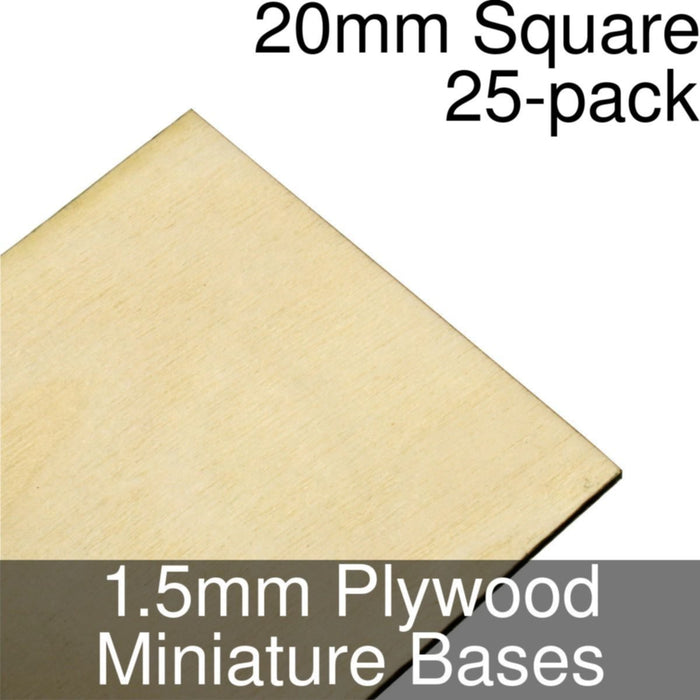 Miniature Bases, Square, 20mm, 1.5mm Plywood (25)-Miniature Bases-LITKO Game Accessories