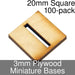 Miniature Bases, Square, 20mm (Slotted), 3mm Plywood (100)-Miniature Bases-LITKO Game Accessories