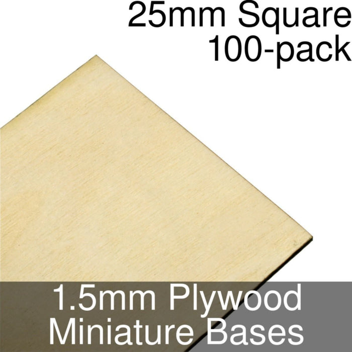 Miniature Bases, Square, 25mm, 1.5mm Plywood (100)-Miniature Bases-LITKO Game Accessories