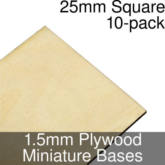 Miniature Bases, Square, 25mm, 1.5mm Plywood (10)-Miniature Bases-LITKO Game Accessories