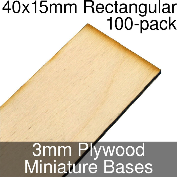 Miniature Bases, Rectangular, 40x15mm, 3mm Plywood (100) - LITKO Game Accessories