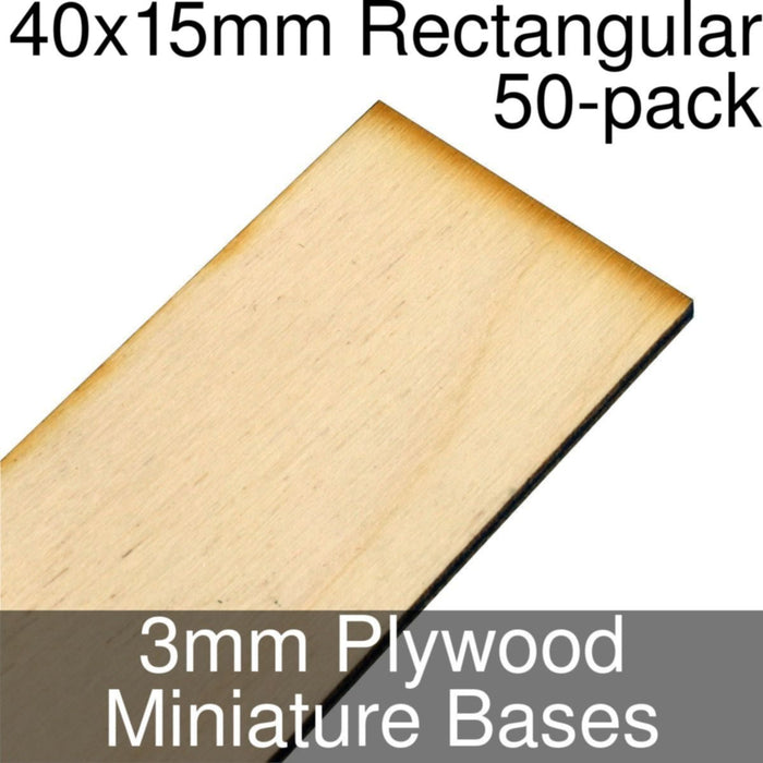 Miniature Bases, Rectangular, 40x15mm, 3mm Plywood (50)-Miniature Bases-LITKO Game Accessories