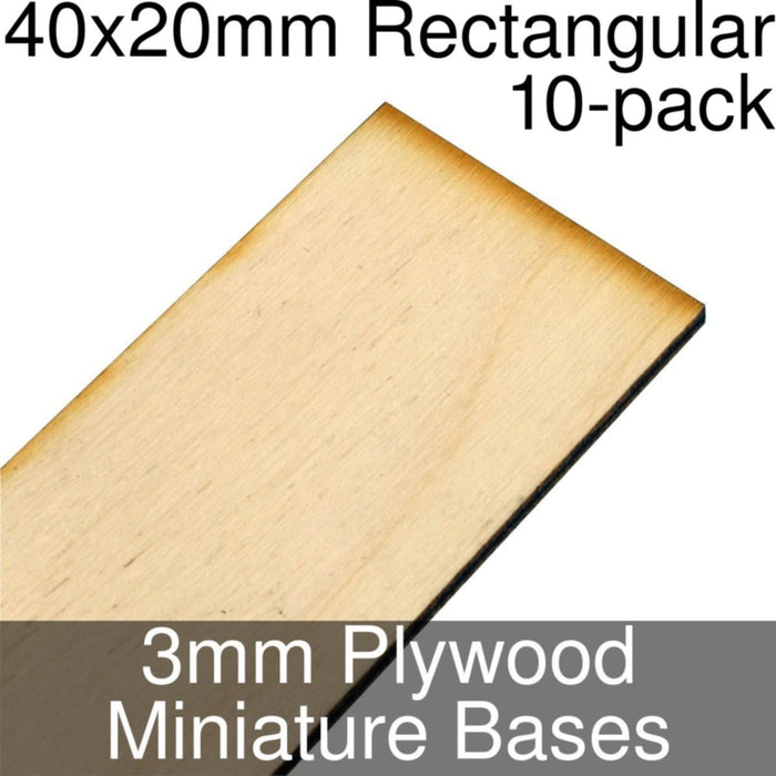 Miniature Bases, Rectangular, 40x20mm, 3mm Plywood (10) - LITKO Game Accessories