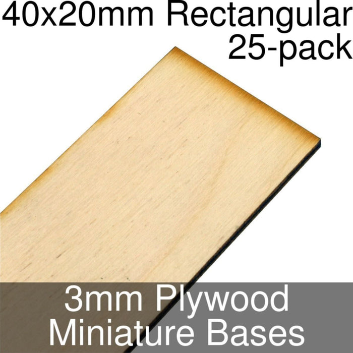 Miniature Bases, Rectangular, 40x20mm, 3mm Plywood (25) - LITKO Game Accessories