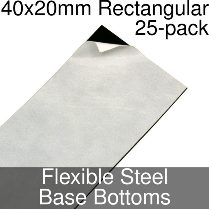 Miniature Base Bottoms, Rectangular, 40x20mm, Flexible Steel (25) - LITKO Game Accessories