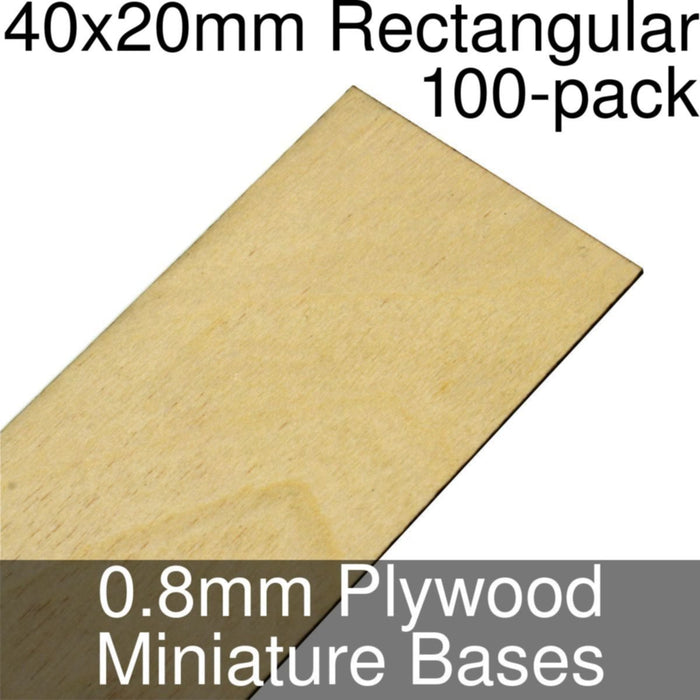 Miniature Bases, Rectangular, 40x20mm, 0.8mm Plywood (100)-Miniature Bases-LITKO Game Accessories