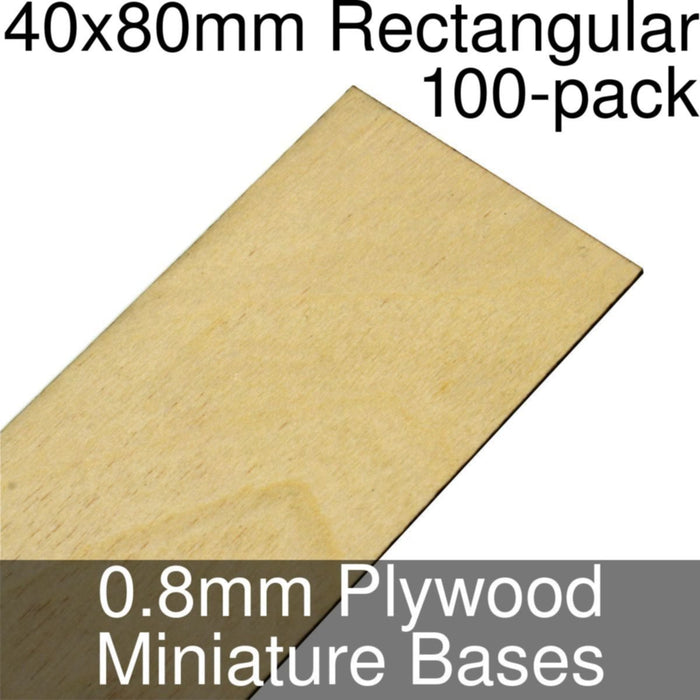 Miniature Bases, Rectangular, 40x80mm, 0.8mm Plywood (100)-Miniature Bases-LITKO Game Accessories