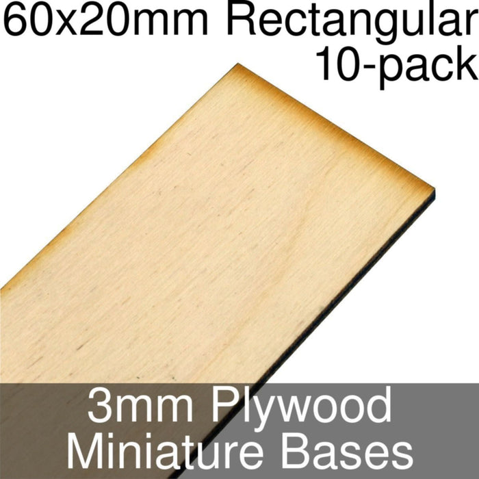 Miniature Bases, Rectangular, 60x20mm, 3mm Plywood (10) - LITKO Game Accessories