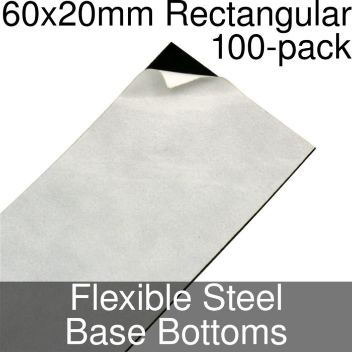 Miniature Base Bottoms, Rectangular, 60x20mm, Flexible Steel (100)-Miniature Bases-LITKO Game Accessories