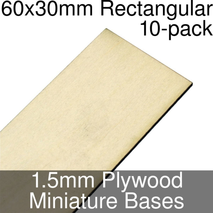 Miniature Bases, Rectangular, 60x30mm, 1.5mm Plywood (10) - LITKO Game Accessories