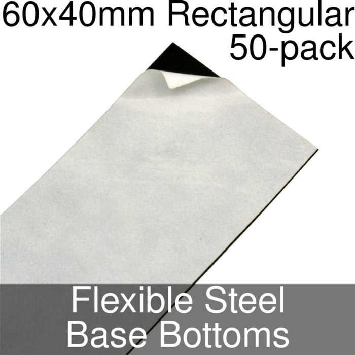 Miniature Base Bottoms, Rectangular, 60x40mm, Flexible Steel (50) - LITKO Game Accessories