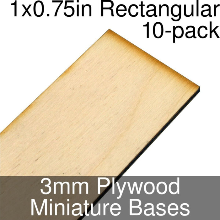 Miniature Bases, Rectangular, 1x0.75inch, 3mm Plywood (10)-Miniature Bases-LITKO Game Accessories
