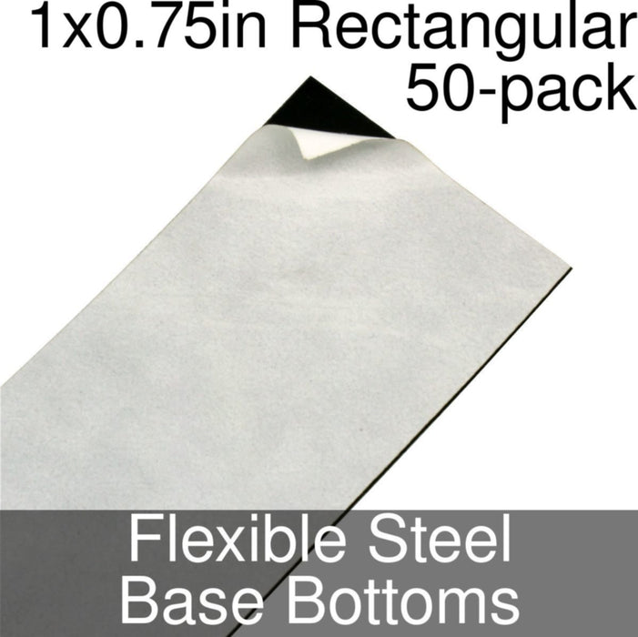 Miniature Base Bottoms, Rectangular, 1x0.75inch, Flexible Steel (50) - LITKO Game Accessories