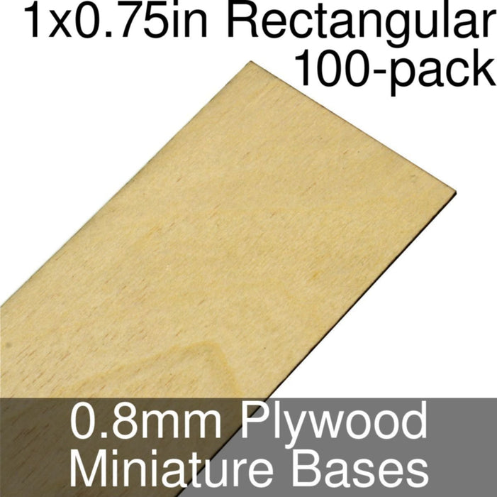 Miniature Bases, Rectangular, 1x0.75inch, 0.8mm Plywood (100)-Miniature Bases-LITKO Game Accessories