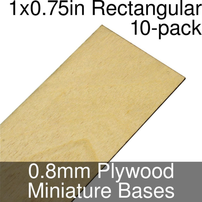 Miniature Bases, Rectangular, 1x0.75inch, 0.8mm Plywood (10)-Miniature Bases-LITKO Game Accessories