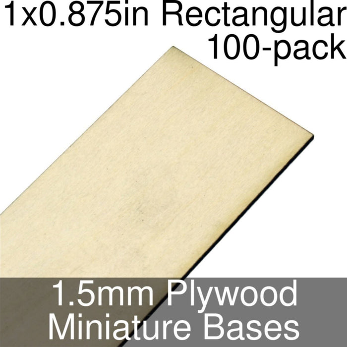Miniature Bases, Rectangular, 1x0.875inch, 1.5mm Plywood (100)-Miniature Bases-LITKO Game Accessories