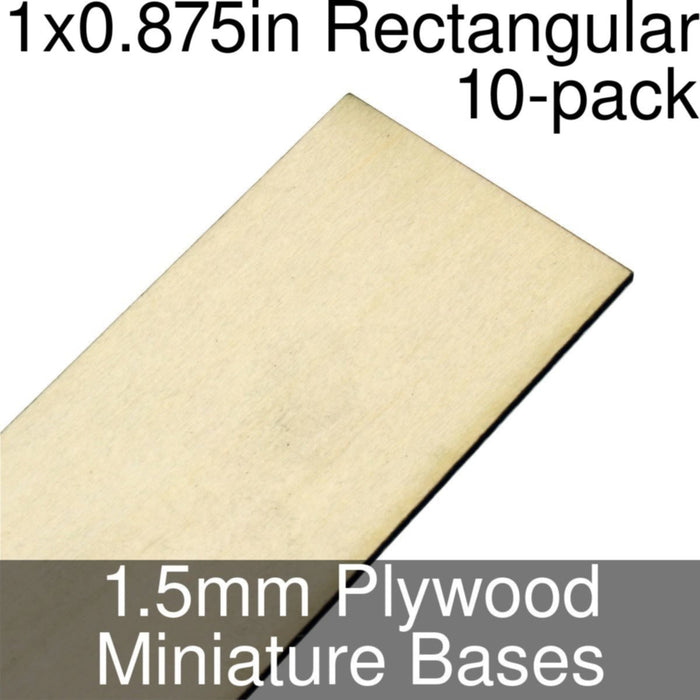 Miniature Bases, Rectangular, 1x0.875inch, 1.5mm Plywood (10) - LITKO Game Accessories
