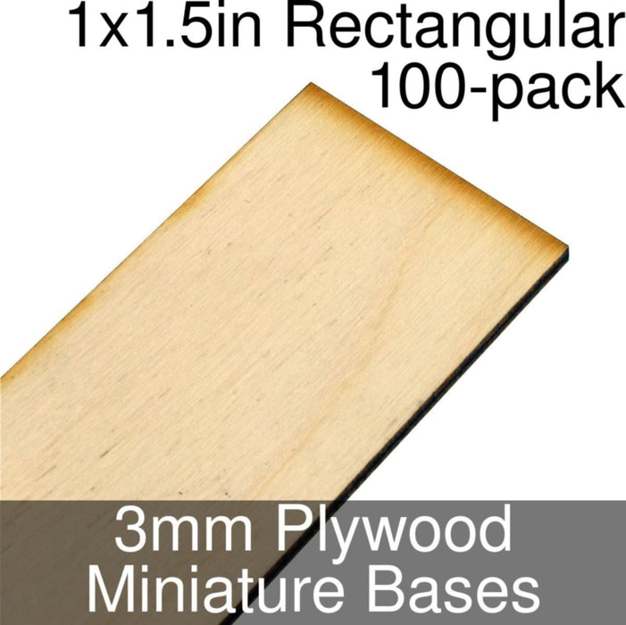 Miniature Bases, Rectangular, 1x1.5inch, 3mm Plywood (100)-Miniature Bases-LITKO Game Accessories