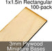 Miniature Bases, Rectangular, 1x1.5inch, 3mm Plywood (100)-Miniature Bases-LITKO Game Accessories