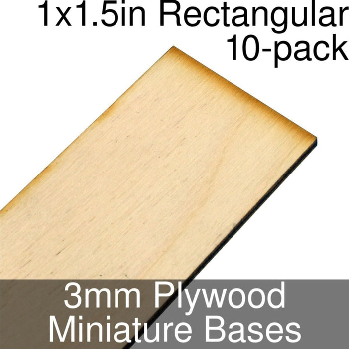 Miniature Bases, Rectangular, 1x1.5inch, 3mm Plywood (10)-Miniature Bases-LITKO Game Accessories