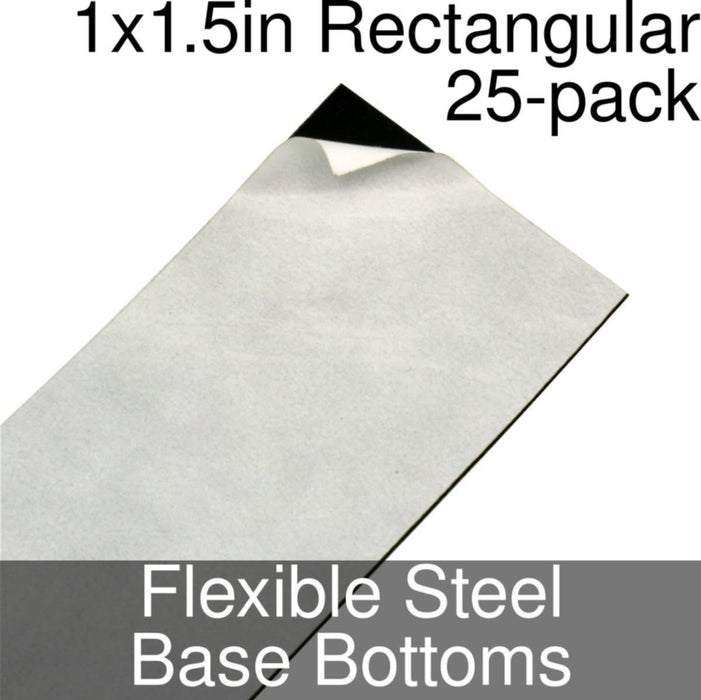 Miniature Base Bottoms, Rectangular, 1x1.5inch, Flexible Steel (25) - LITKO Game Accessories
