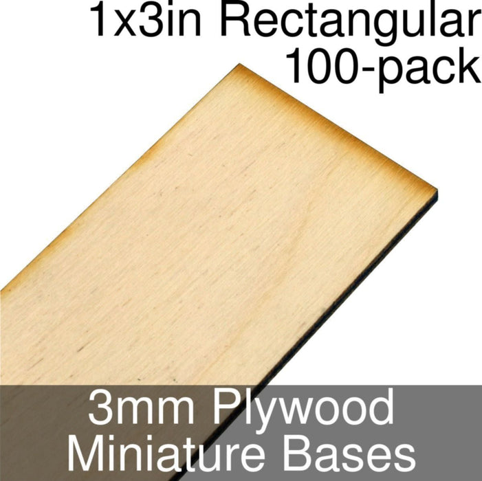 Miniature Bases, Rectangular, 1x3inch, 3mm Plywood (100)-Miniature Bases-LITKO Game Accessories