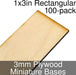 Miniature Bases, Rectangular, 1x3inch, 3mm Plywood (100)-Miniature Bases-LITKO Game Accessories