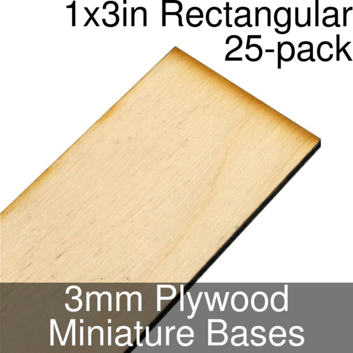 Miniature Bases, Rectangular, 1x3inch, 3mm Plywood (25)-Miniature Bases-LITKO Game Accessories