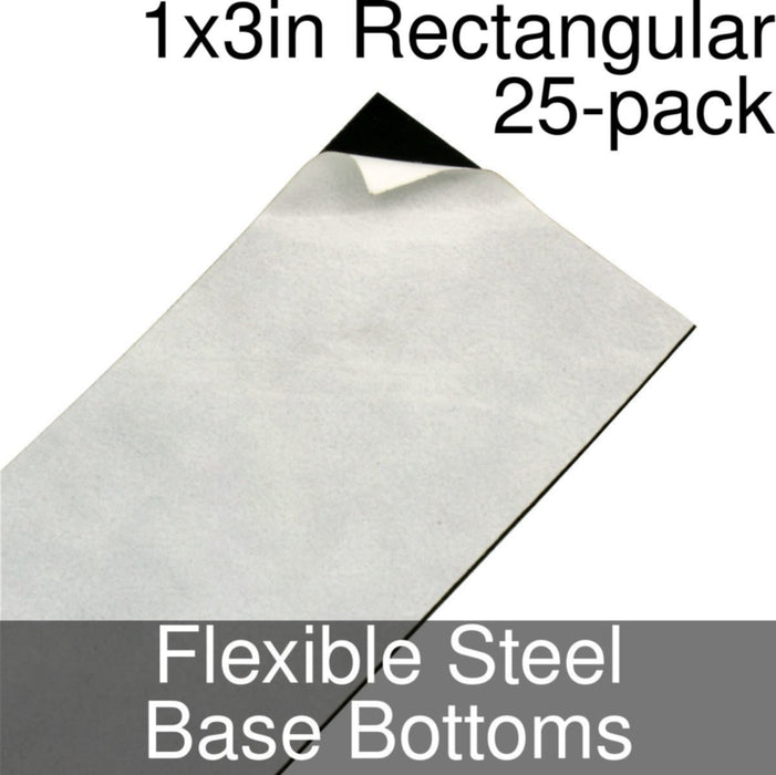 Miniature Base Bottoms, Rectangular, 1x3inch, Flexible Steel (25) - LITKO Game Accessories