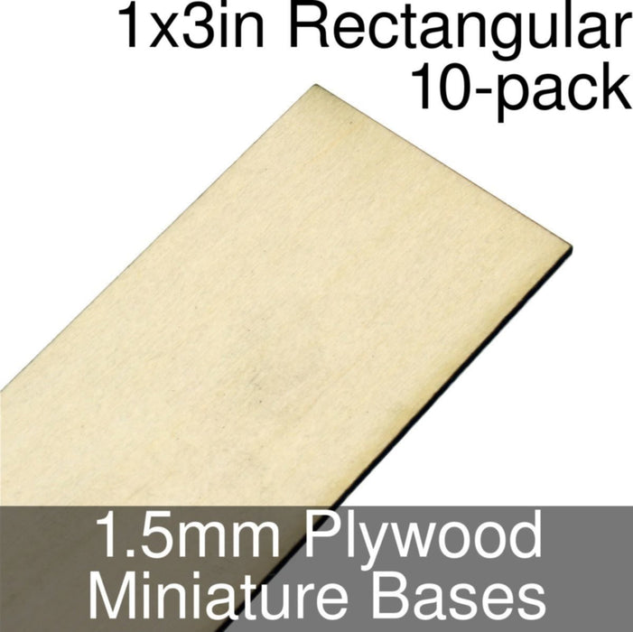 Miniature Bases, Rectangular, 1x3inch, 1.5mm Plywood (10)-Miniature Bases-LITKO Game Accessories