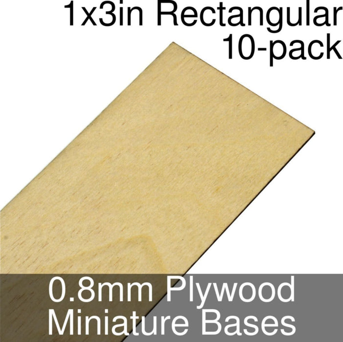 Miniature Bases, Rectangular, 1x3inch, 0.8mm Plywood (10)-Miniature Bases-LITKO Game Accessories