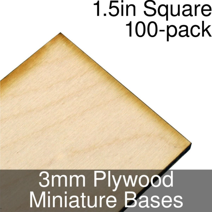 Miniature Bases, Square, 1.5inch, 3mm Plywood (100)-Miniature Bases-LITKO Game Accessories