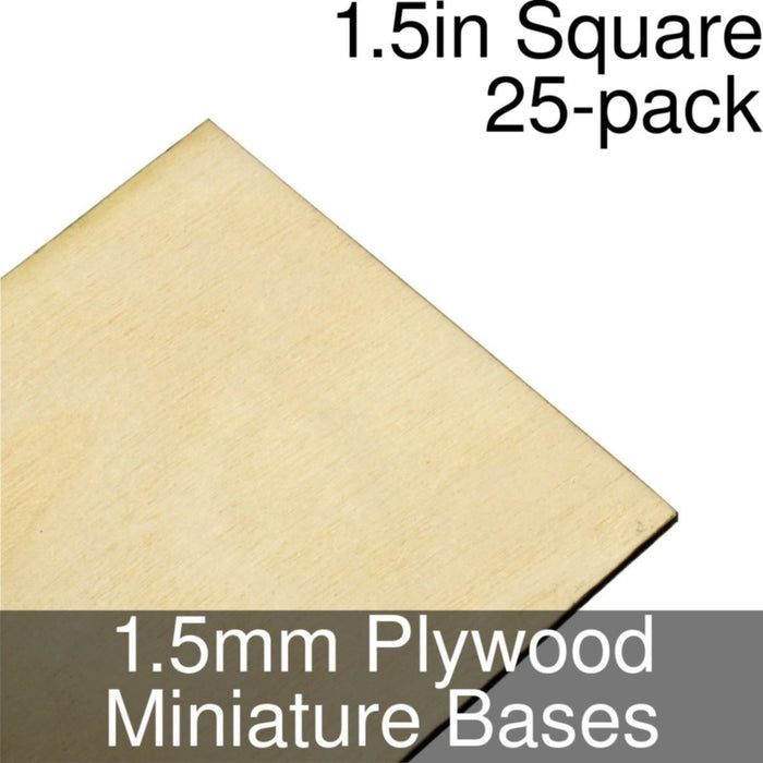 Miniature Bases, Square, 1.5inch, 1.5mm Plywood (25)-Miniature Bases-LITKO Game Accessories